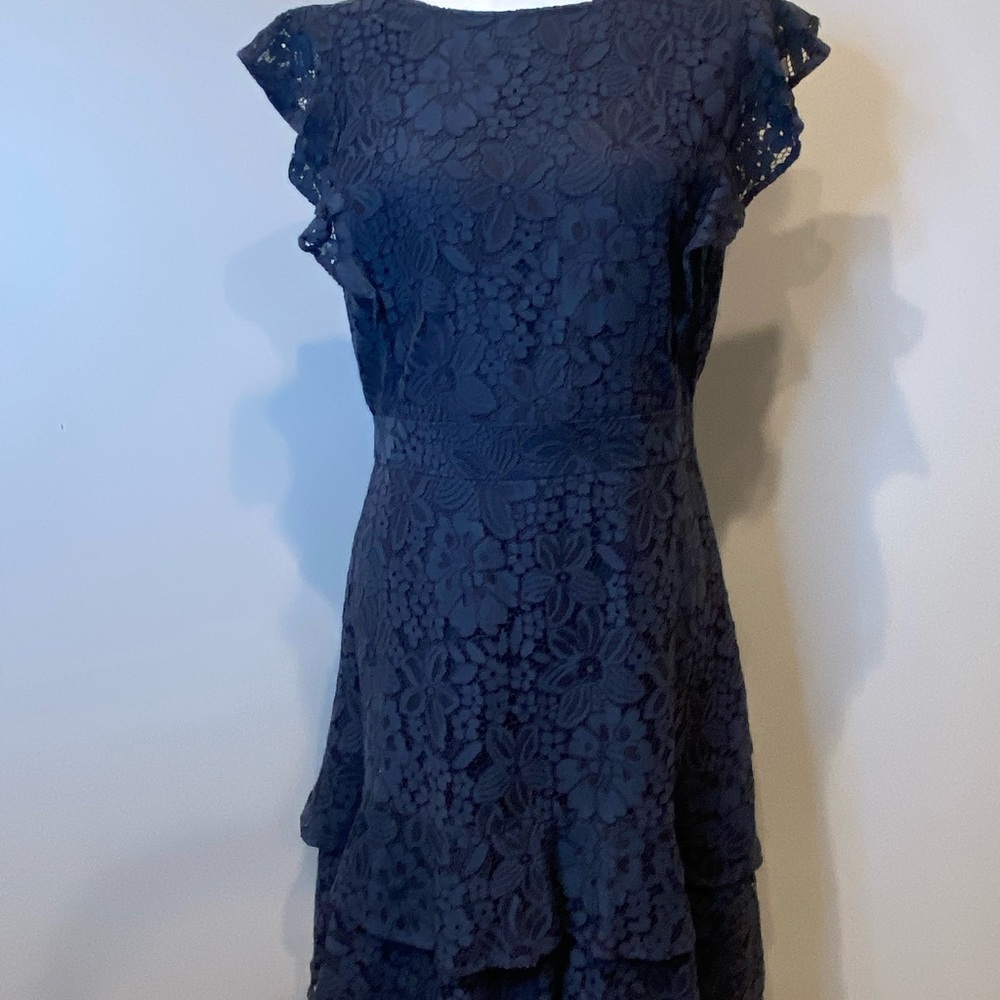 LOFT purplish/blue Floral Lace Mini Dress